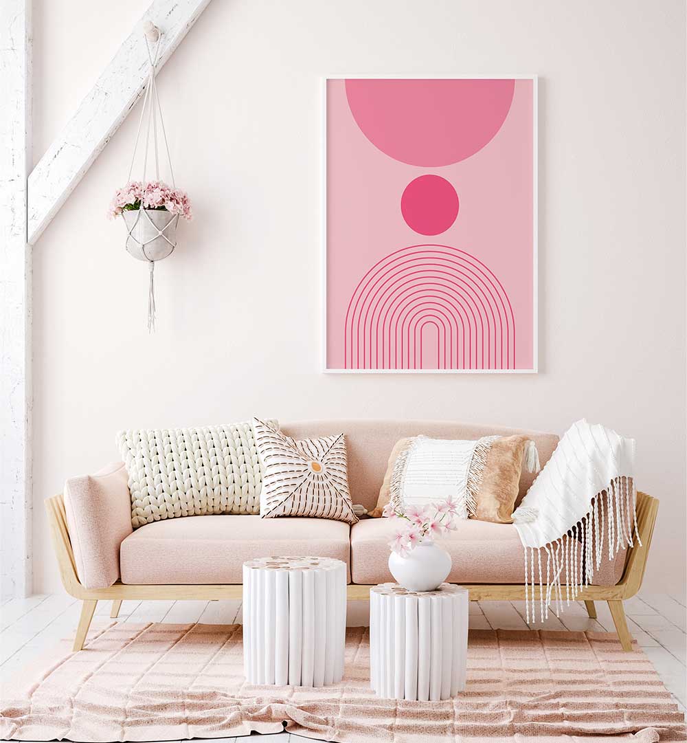 BAUHAUS BOHO PINK I ,BOHO ART PAINTINGS