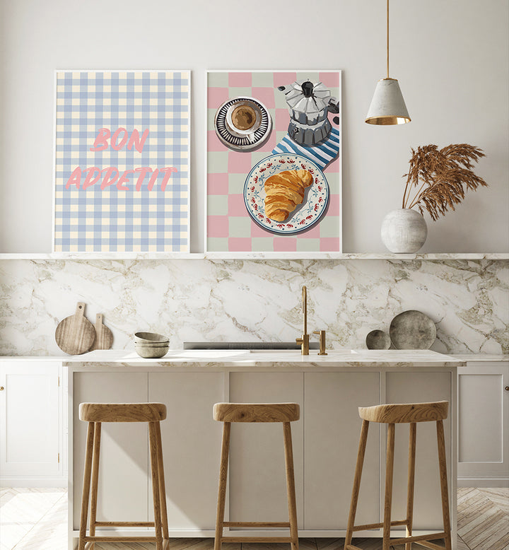 CROISSANT & COFFEE , SET OF 2 PAINTINGS
