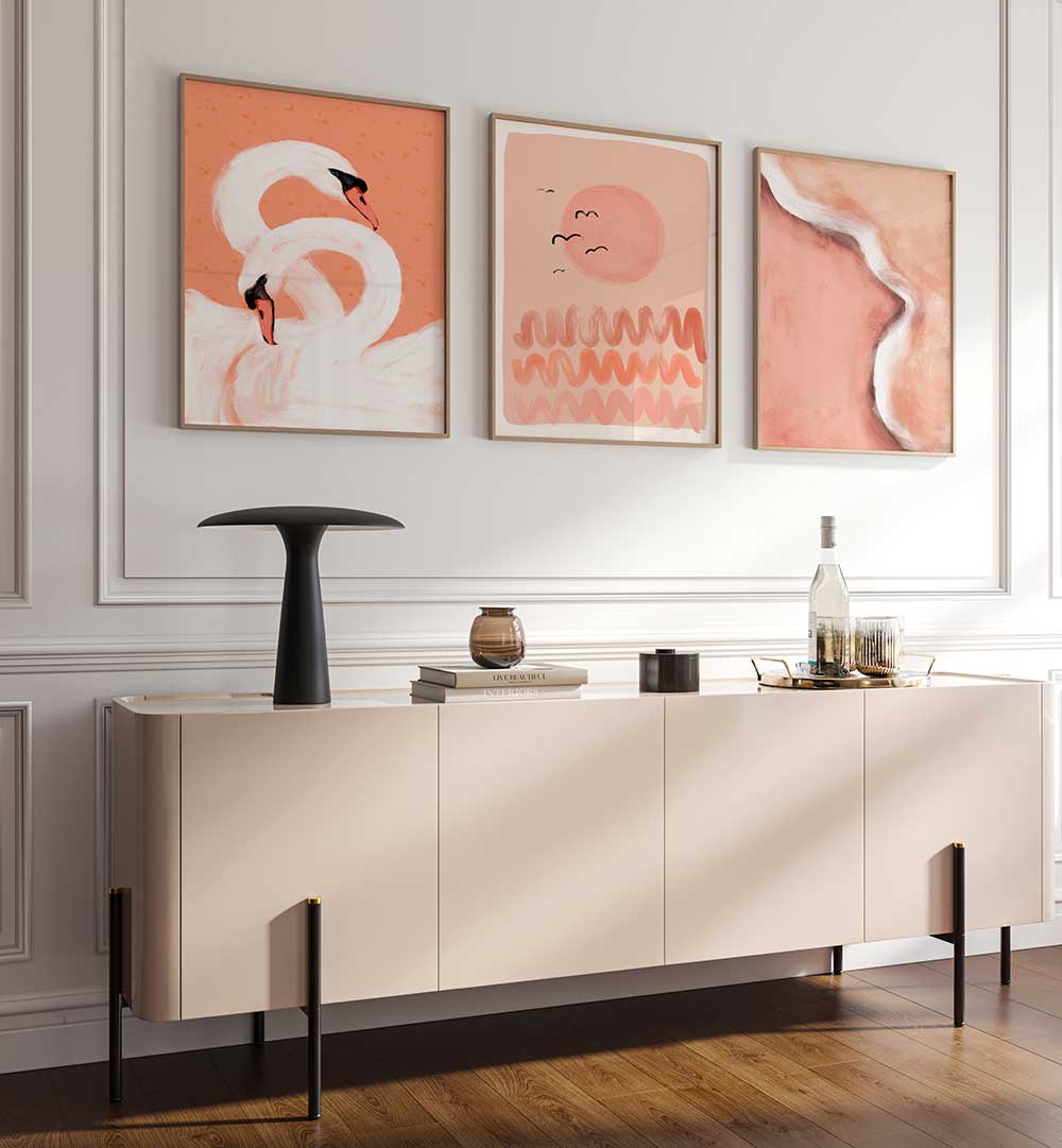 PEACH SERENITY , SET OF 3 PAINTINGS