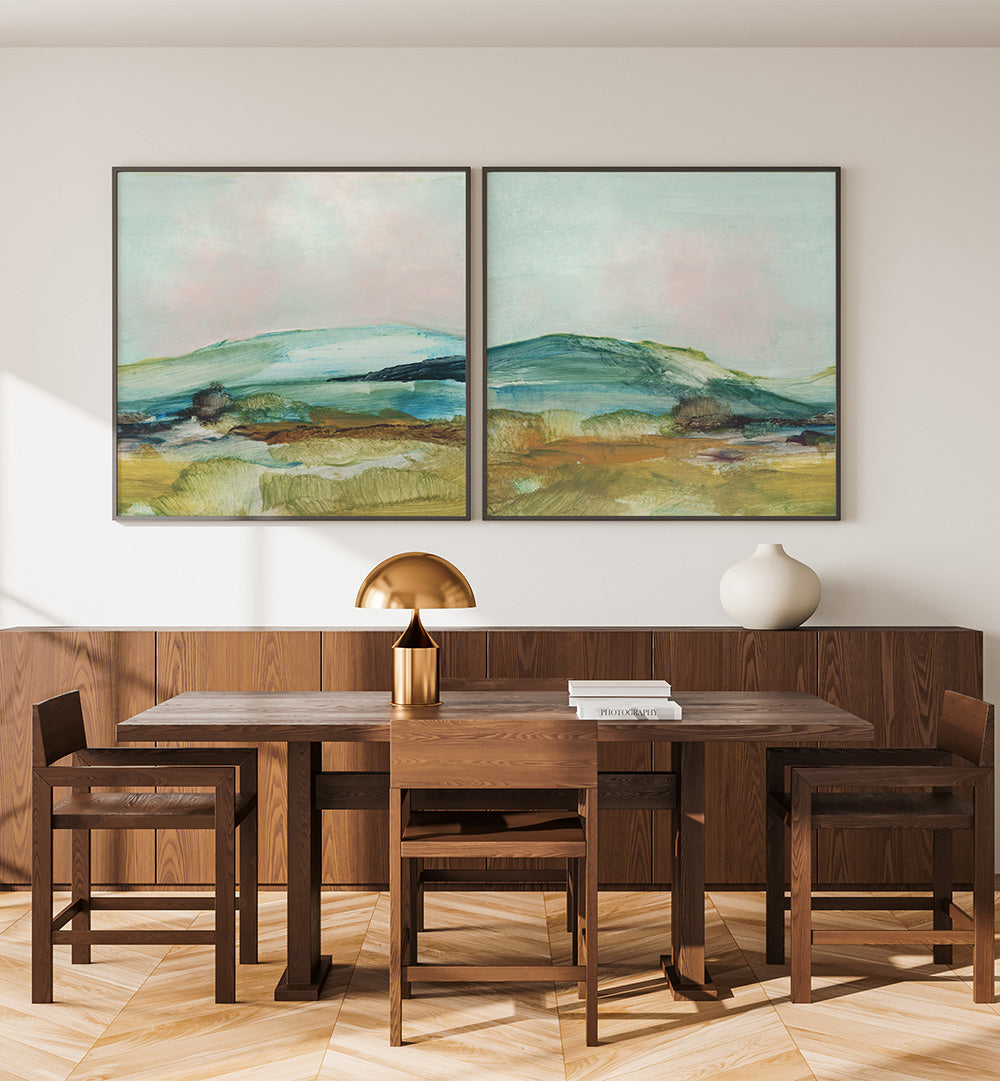 COUNTRY HILLS SET , SET OF 2 PAINTINGS