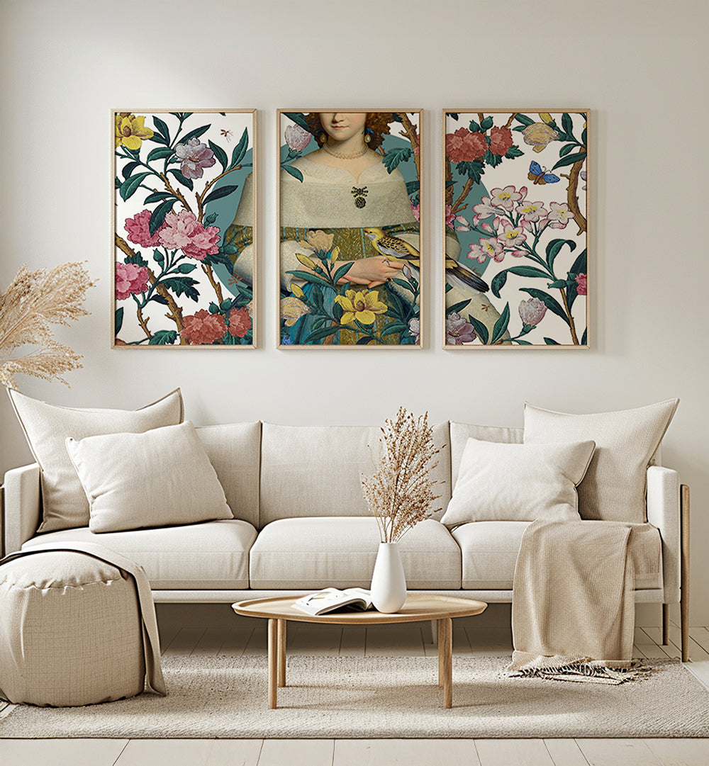 PAINTED THROUGH TIME , SET OF 3 PAINTINGS