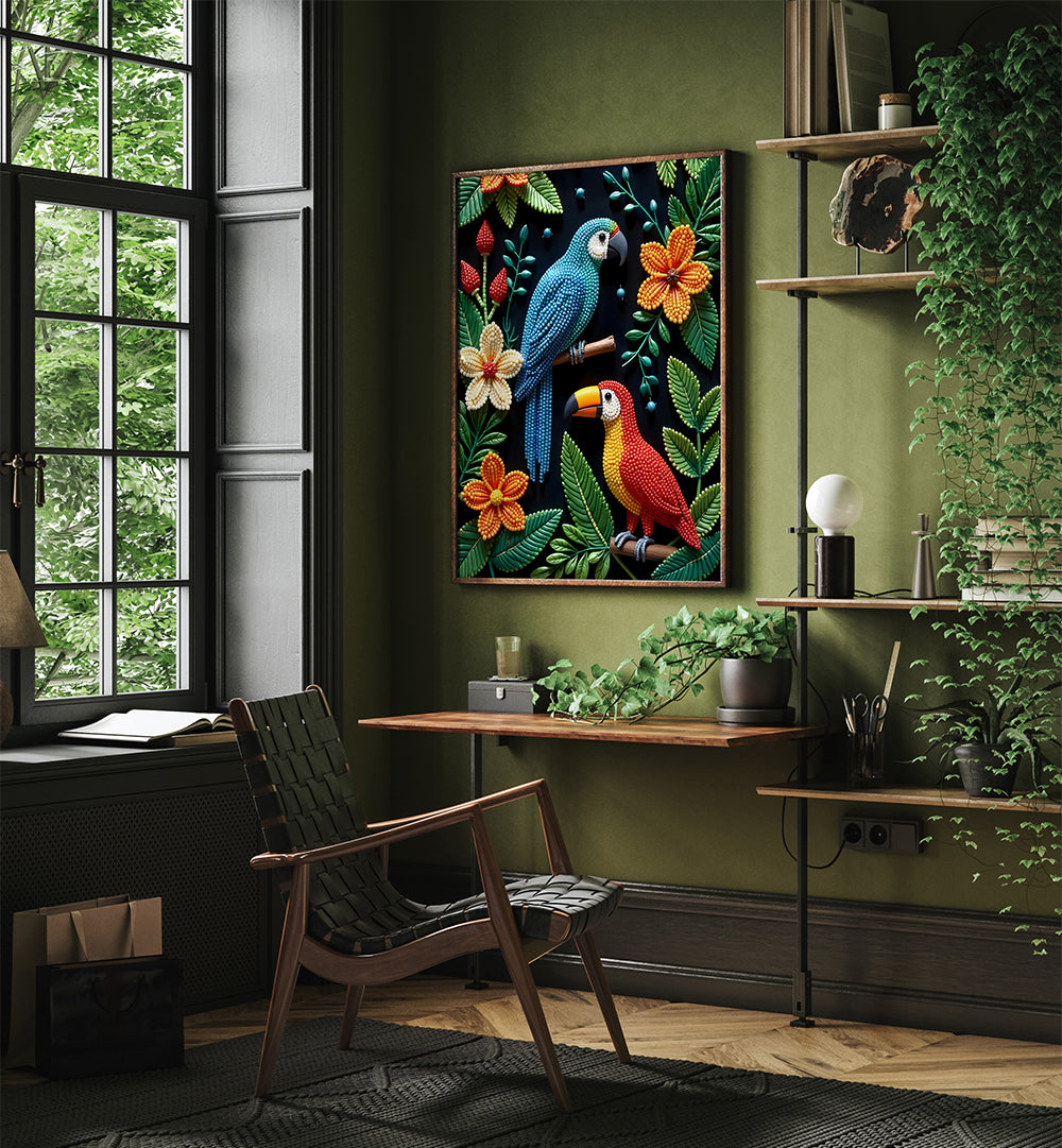 PARROT AND TOUCAN , WILDLIFE PAINTINGS