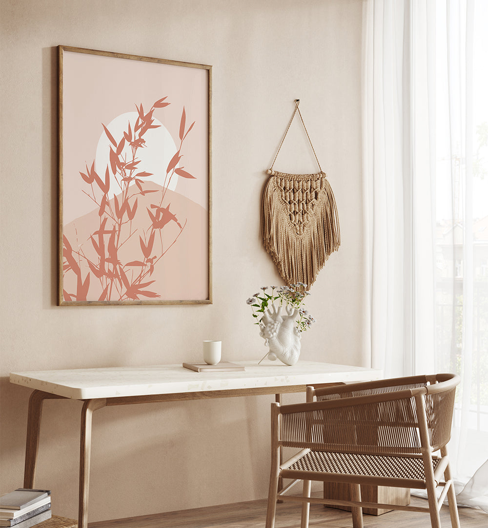 BAMBOO SILHOUETTE SUNRISE , BOHO ART PAINTINGS