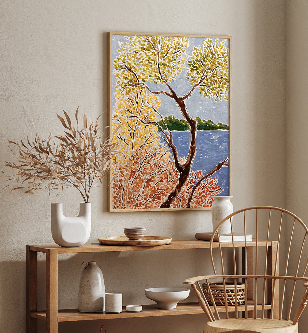 AUTUMN BY THE LAKE , FLORAL FLOWER PAINTINGS
