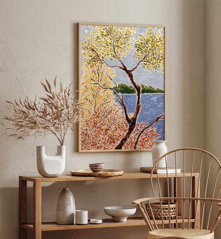 AUTUMN BY THE LAKE , FLORAL FLOWER PAINTINGS