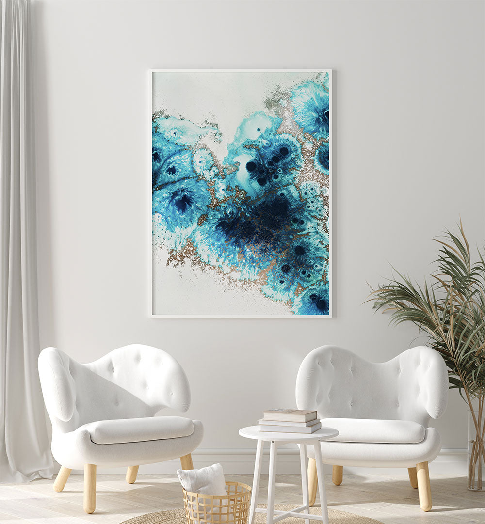 Vibrant AQUA AURORA II, ABSTRACT PAINTINGS, enriches your space with captivating colors and intricate patterns.