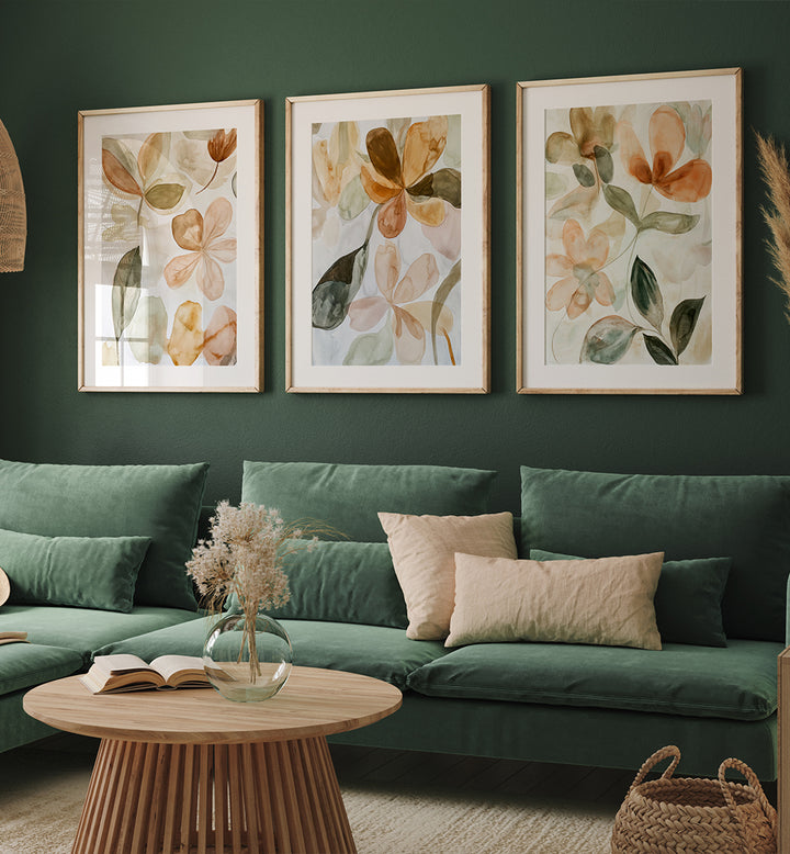 EARTHY NEUTRALS , SET OF 3 PAINTINGS