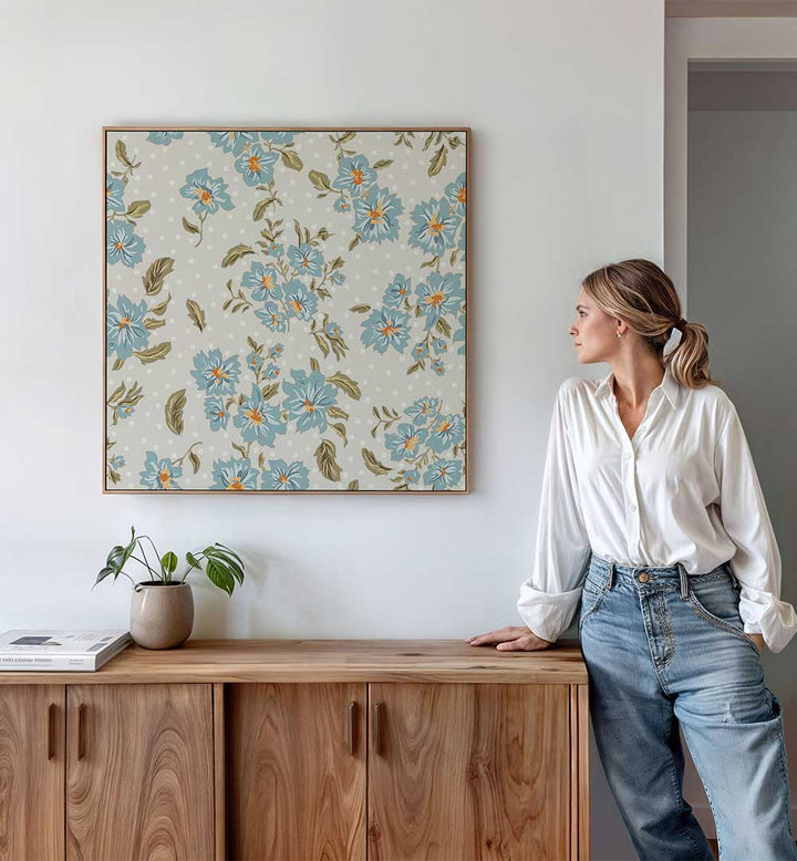 FLORAL HERITAGE VII, PATTERN ART PRINTS adorn a stylish room, blending contemporary and traditional design beautifully.