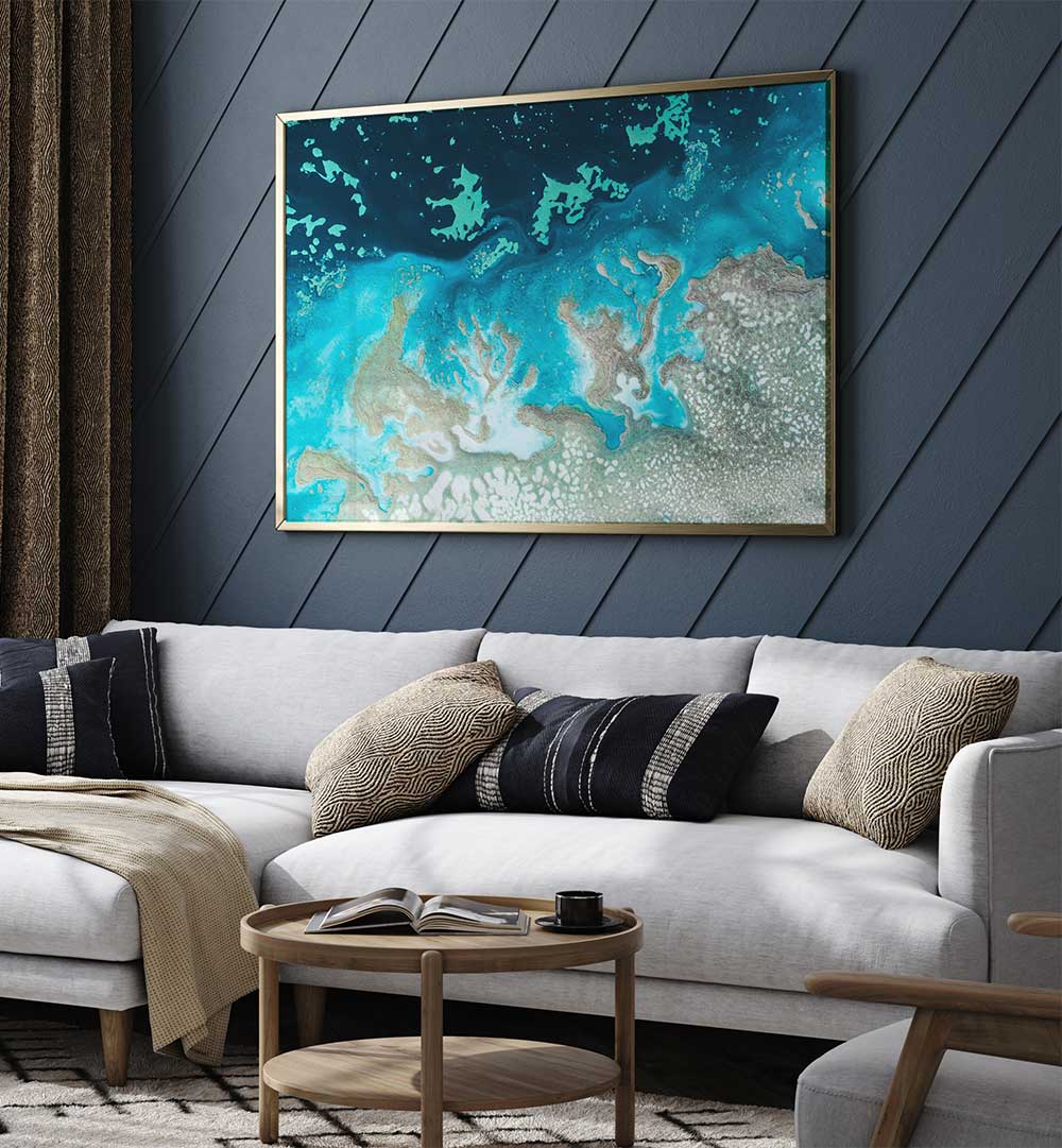 Stunning CORAL THE OASIS, ABSTRACT PAINTINGS art piece adds vibrant colors and modern style to your living space.