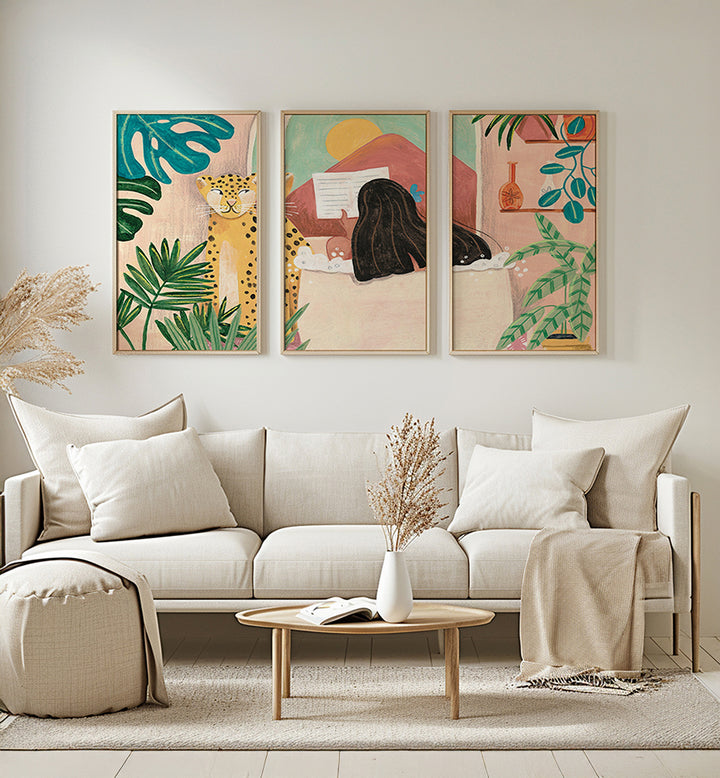 THE INNER GARDEN , SET OF 3 PAINTINGS