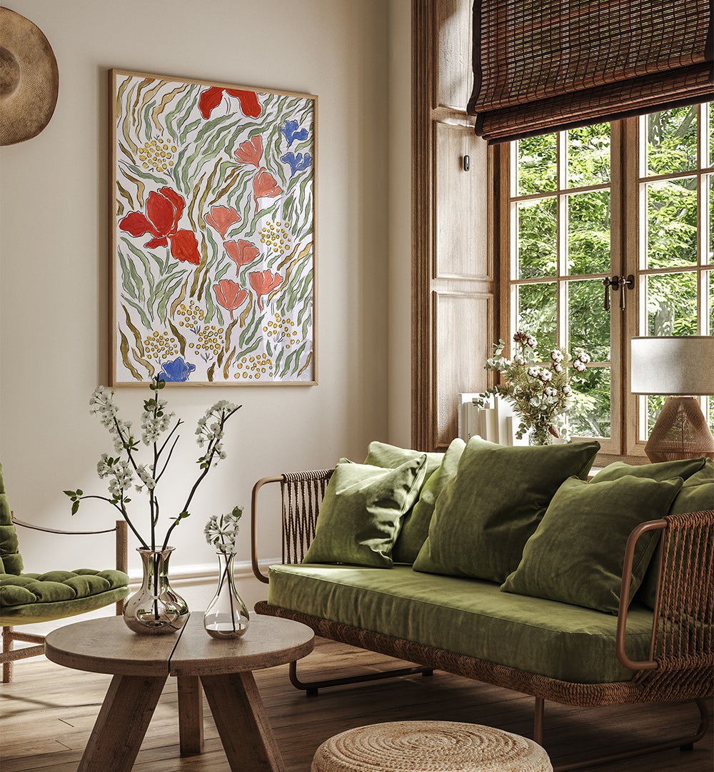 WIND IN THE MEADOW , FLORAL FLOWER PAINTINGS