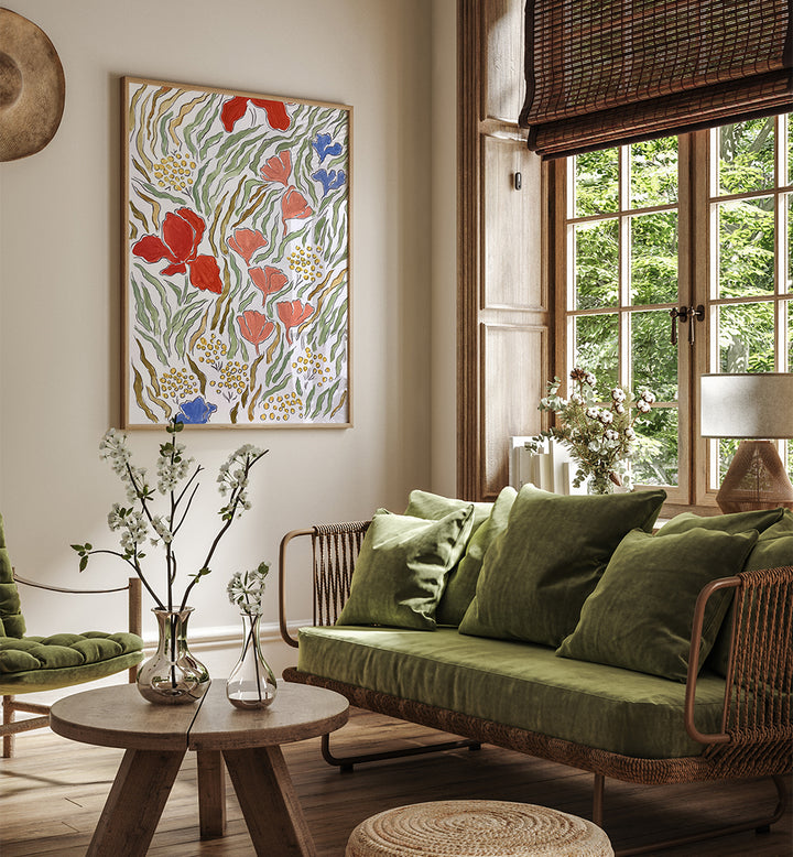 WIND IN THE MEADOW , FLORAL FLOWER PAINTINGS