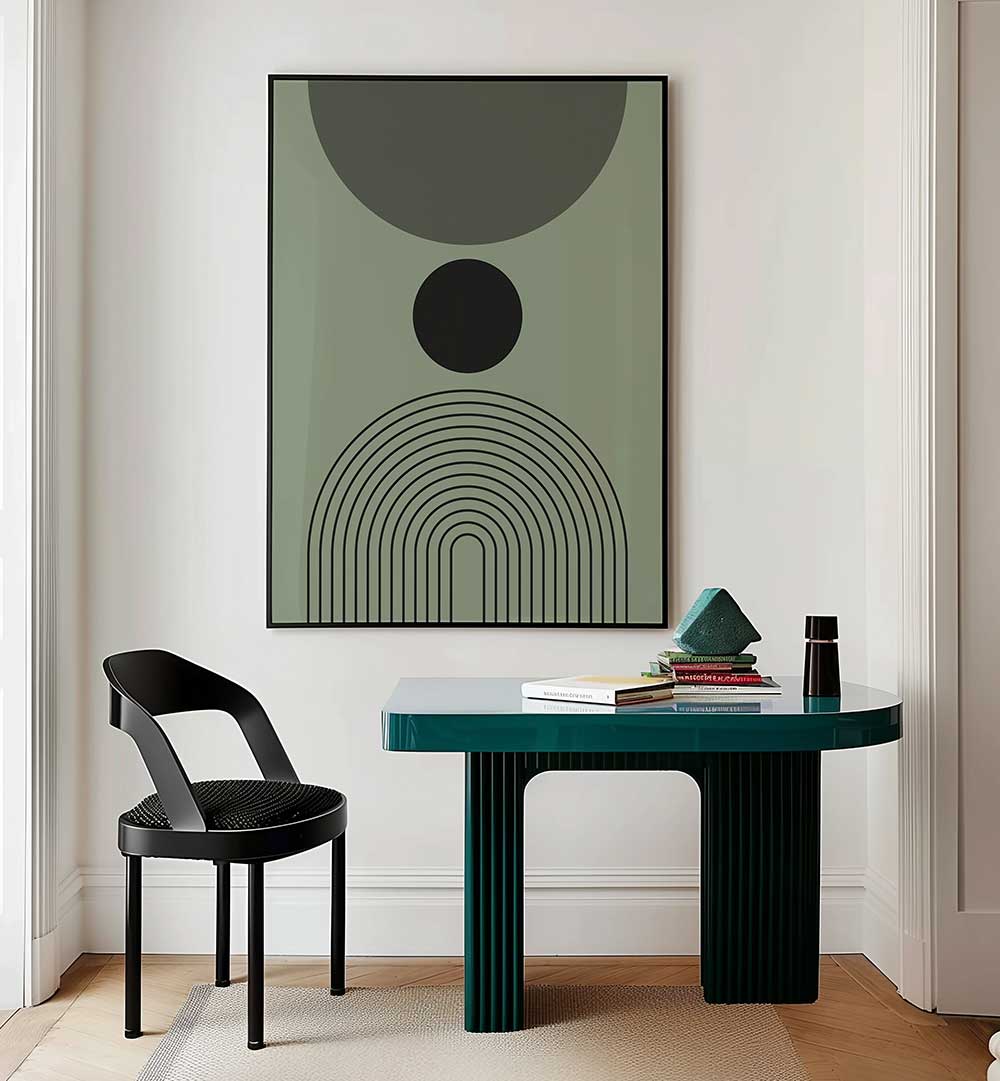 BAUHAUS BOHO SAAGE GREEN I , BOHO ART PAINTINGS