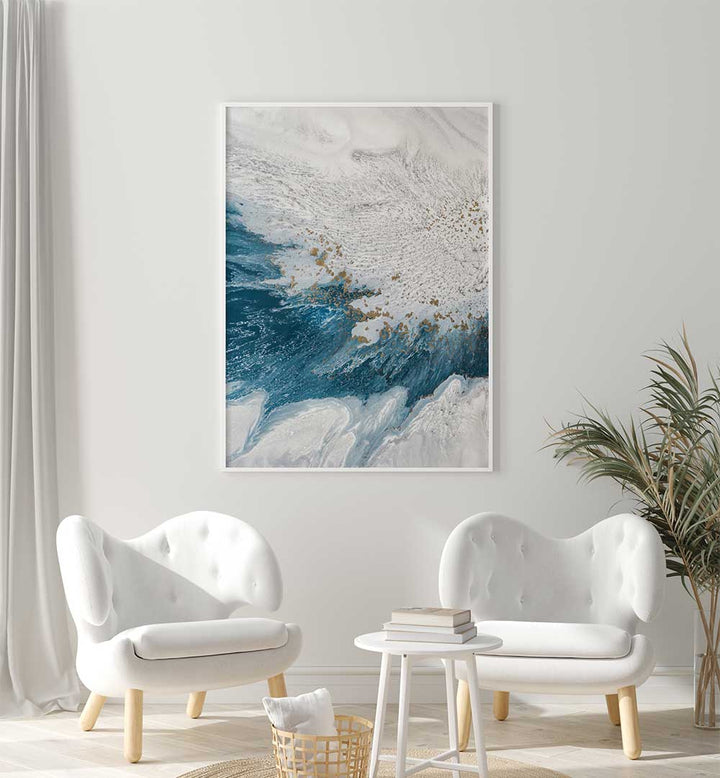 Stylish interior featuring DYNAMIC OCEAN FORMS, ABSTRACT PAINTINGS that add vibrant color and creativity to any space.