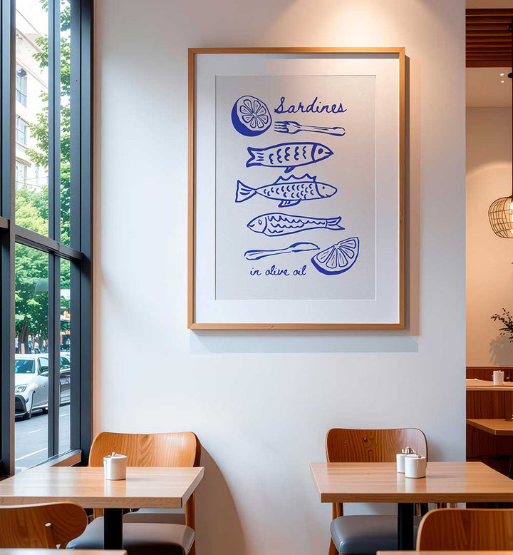 SARDINES IN OLIVE OIL BLUE , BAR & CAFE ART