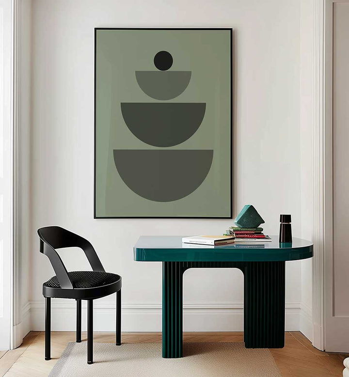 BAUHAUS BOHO SAAGE GREEN IV , BOHO ART PAINTINGS