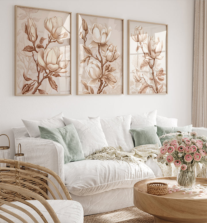 MAGNOLIA GRACE , SET OF 3 PAINTINGS