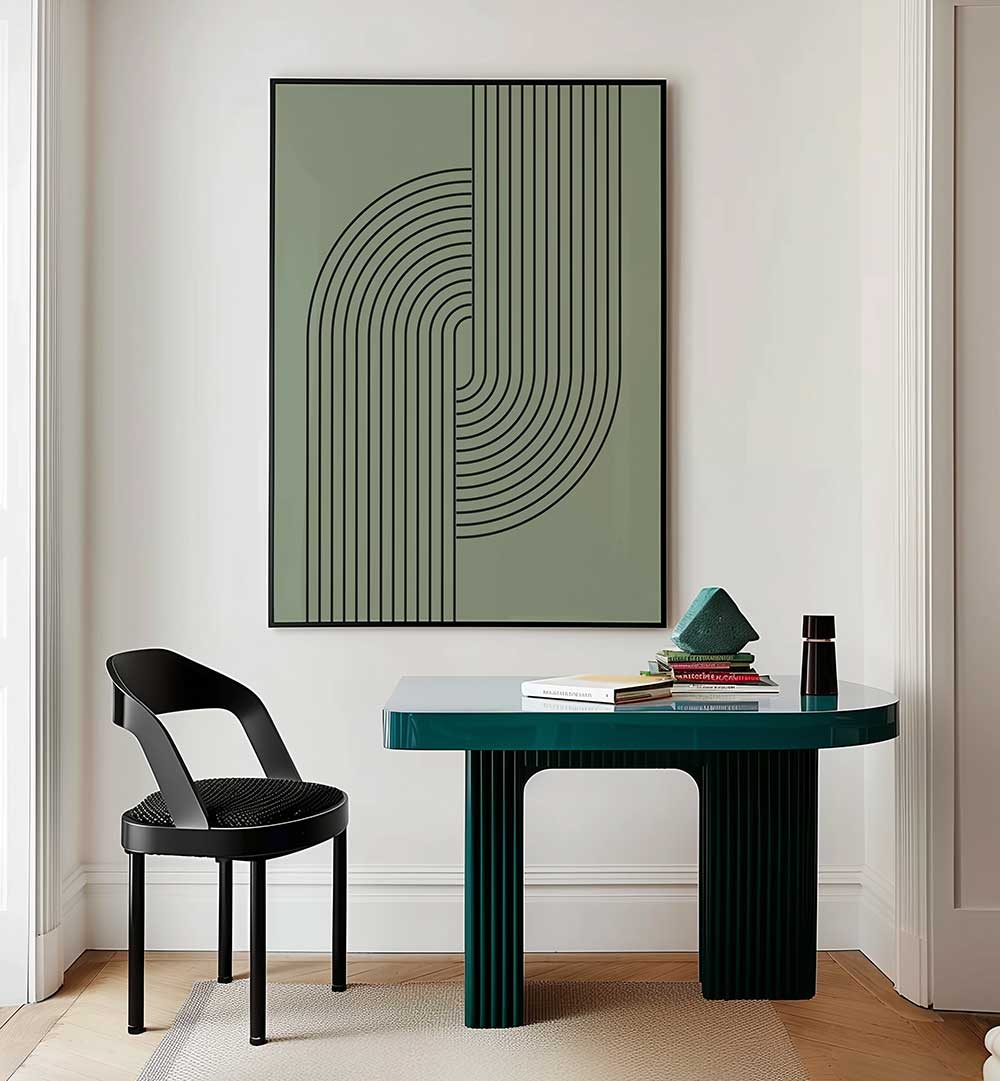 BAUHAUS BOHO SAAGE GREEN V , BOHO ART PAINTINGS