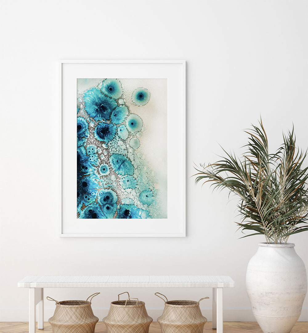Transform your space with AQUA AURORA III, ABSTRACT PAINTINGS featuring vibrant colors and captivating patterns.