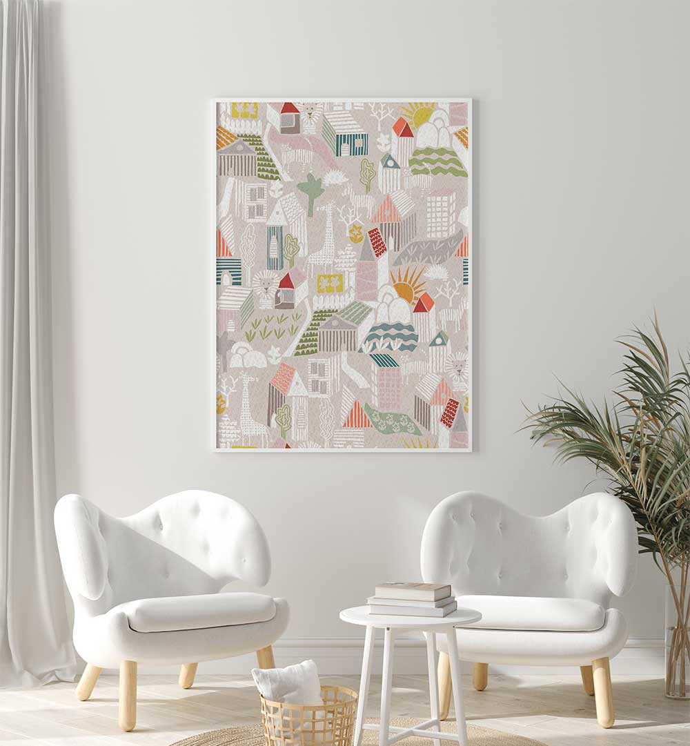 Whimsical Animals Hiding, Kids Room Paintings set, perfect for inspiring curiosity in your child's space.