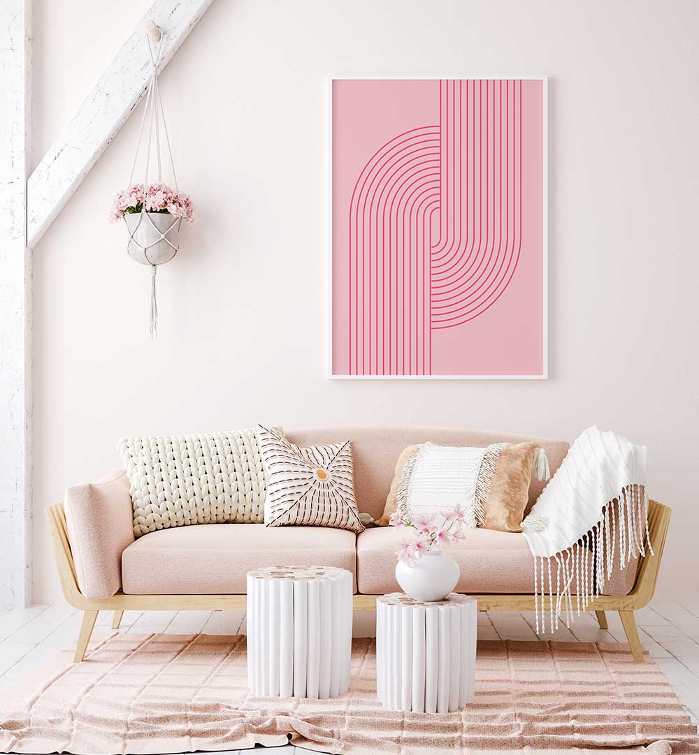 BAUHAUS BOHO PINK V , BOHO ART PAINTINGS