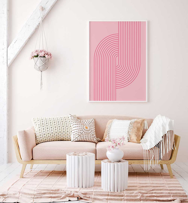 BAUHAUS BOHO PINK V , BOHO ART PAINTINGS