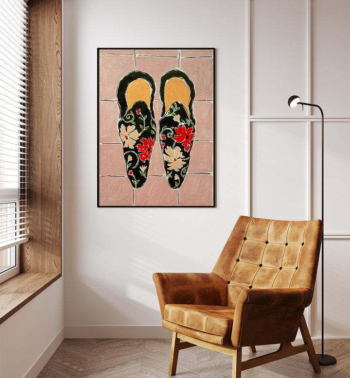 BLACK SHOES ON PINK TILES , FASHION POSTERS