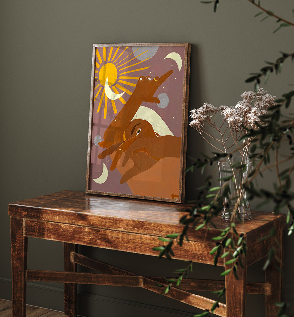 THE MOON DANCES WITH ME , BOHO ART PAINTINGS