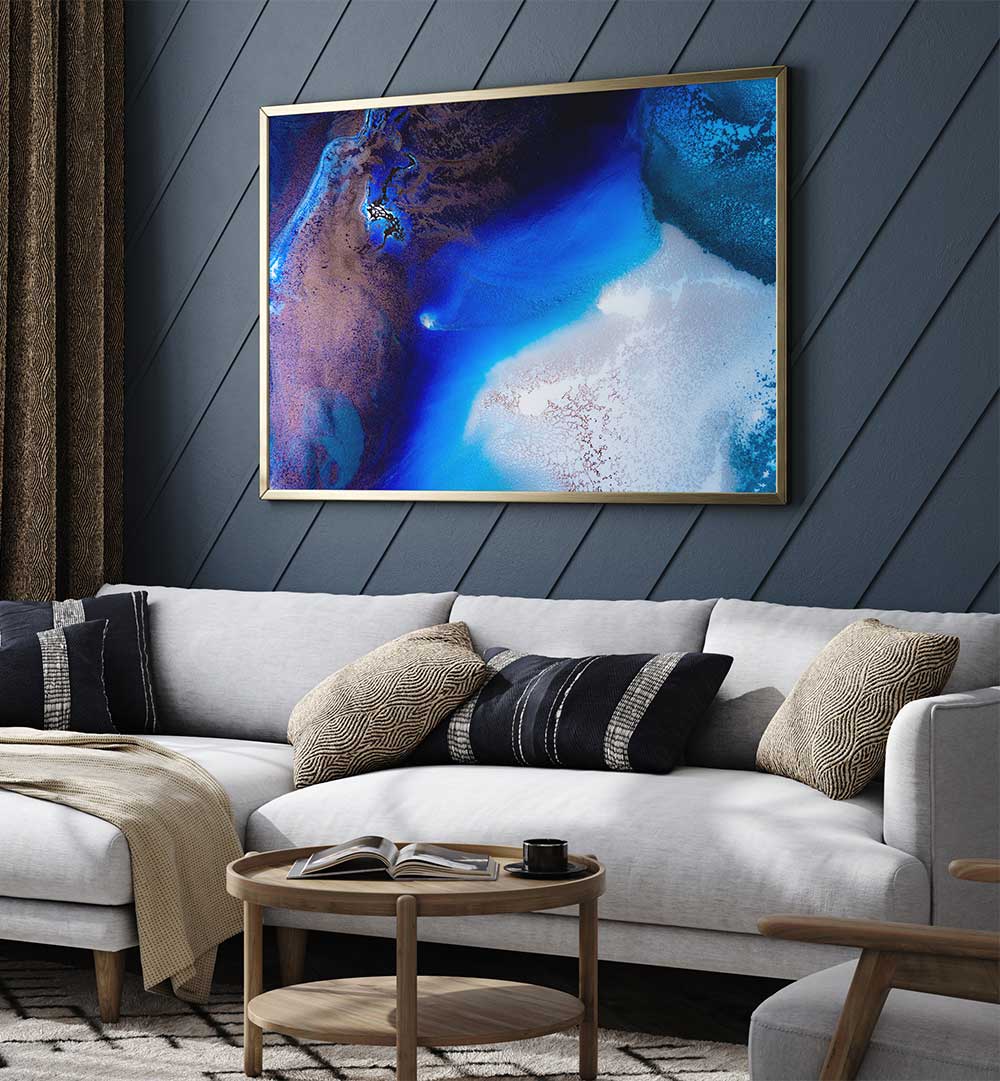 Transform your space with VIBRANT SAPPHIRE HAVEN, ABSTRACT PAINTINGS, featuring stunning blue hues and artistic flair.