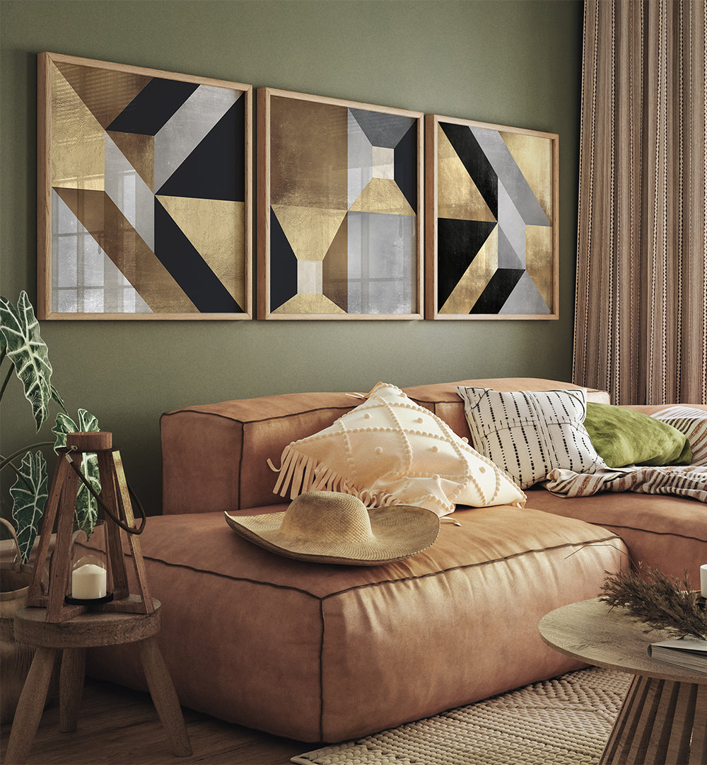 GOLDEN COMPASS SERIES , SET OF 3 PAINTINGS