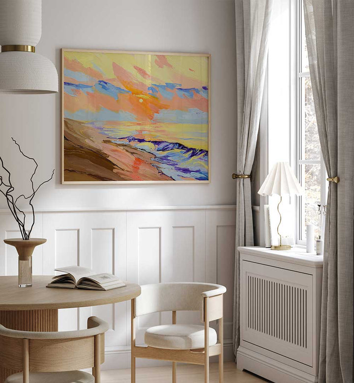 SUNSET AT THE BEACH , BEACH PAINTINGS