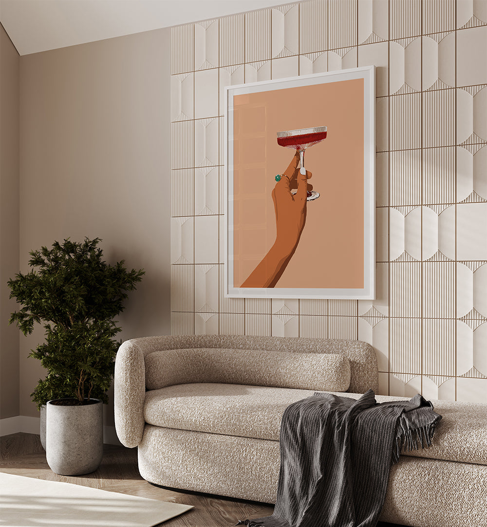 A HAND HOLDING A GLASS OF RED WINE , BAR & CAFE ART