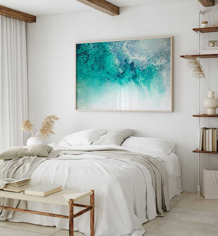 Transform your space with TURQUOISE WHISPERING, ABSTRACT PAINTINGS showcasing vibrant turquoise hues for tranquility.