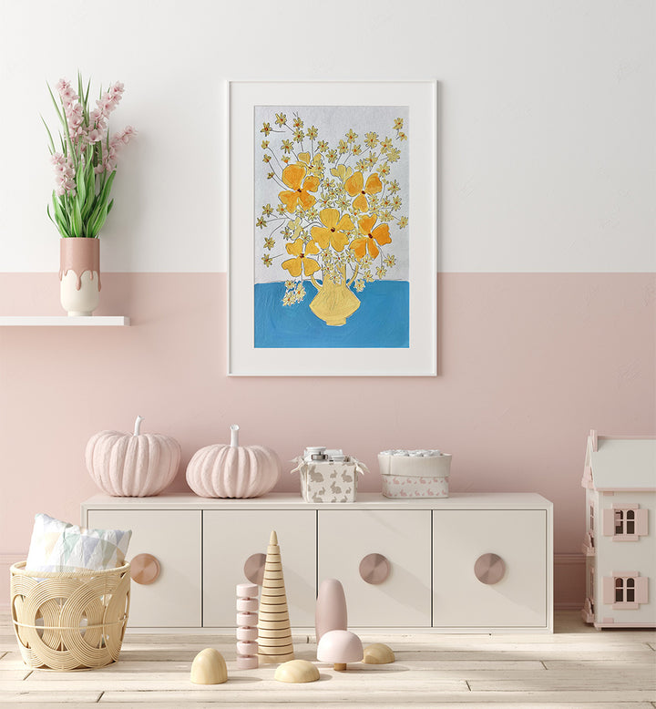 YELLOW , FLORAL FLOWER PAINTINGS