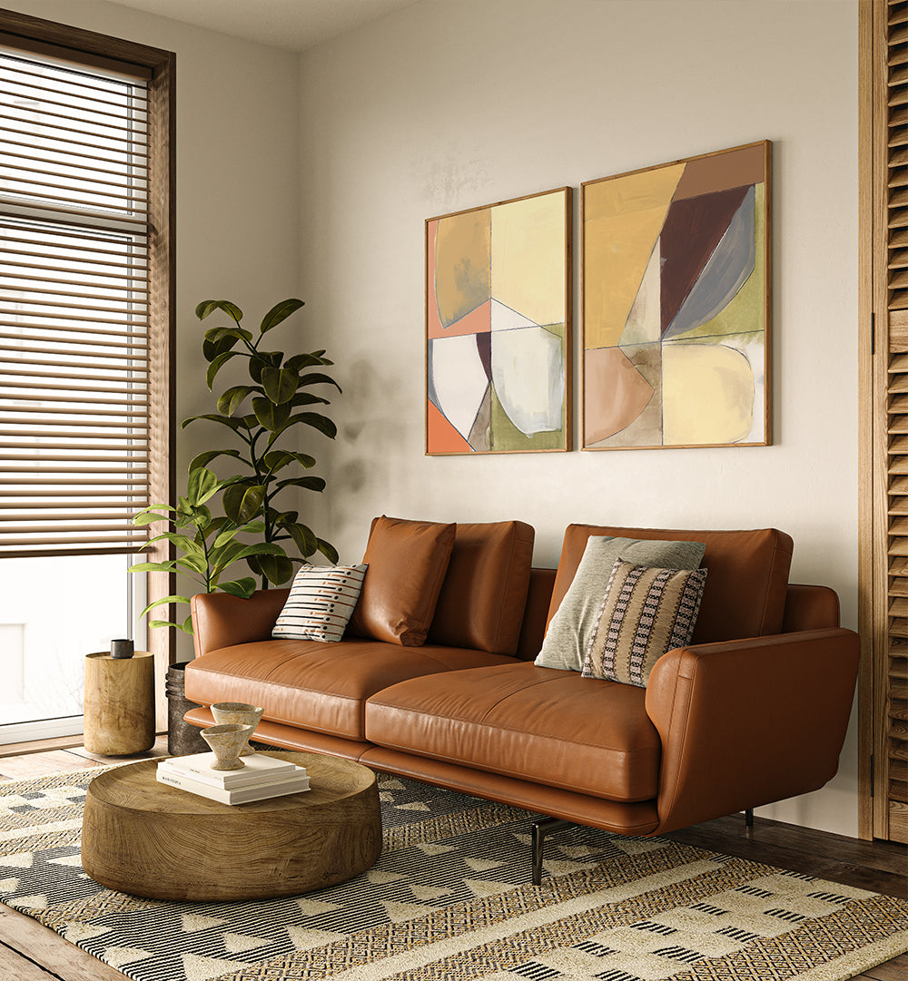 AMBER GEOMETRY , SET OF 2 PAINTINGS