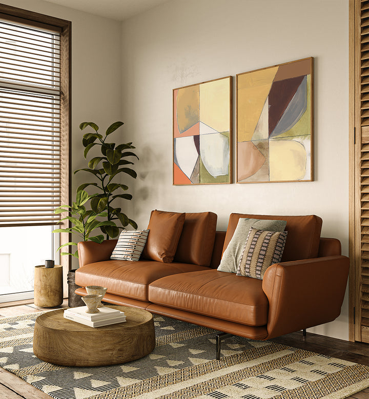 AMBER GEOMETRY , SET OF 2 PAINTINGS