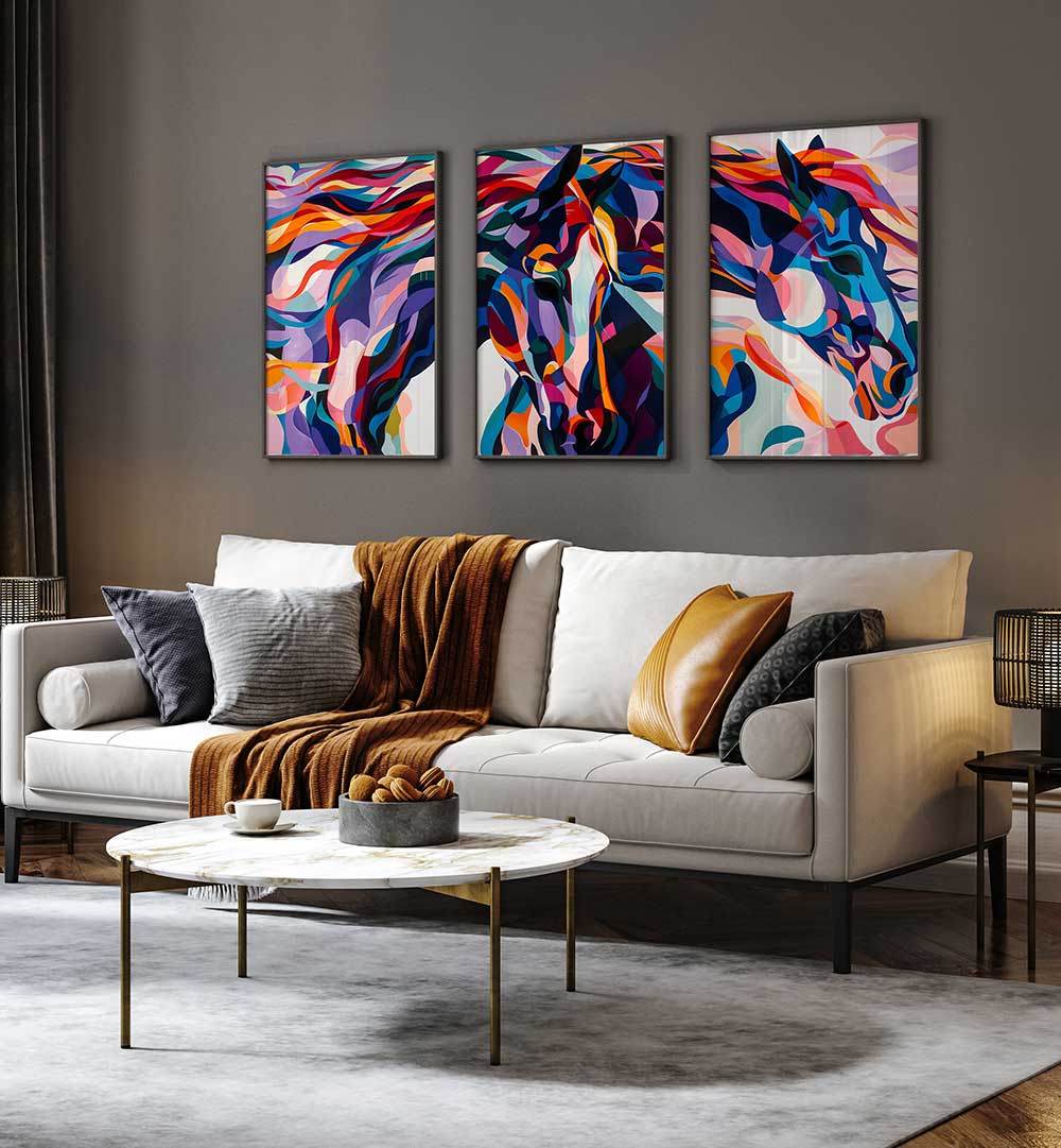 PRISMATIC RIDE , SET OF 3 PAINTINGS