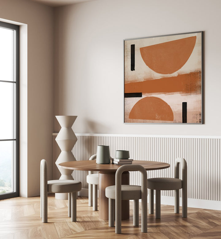 Elevate your space with INTERACTION, ABSTRACT PAINTINGS showcasing a vibrant dialogue of colors and modern forms.