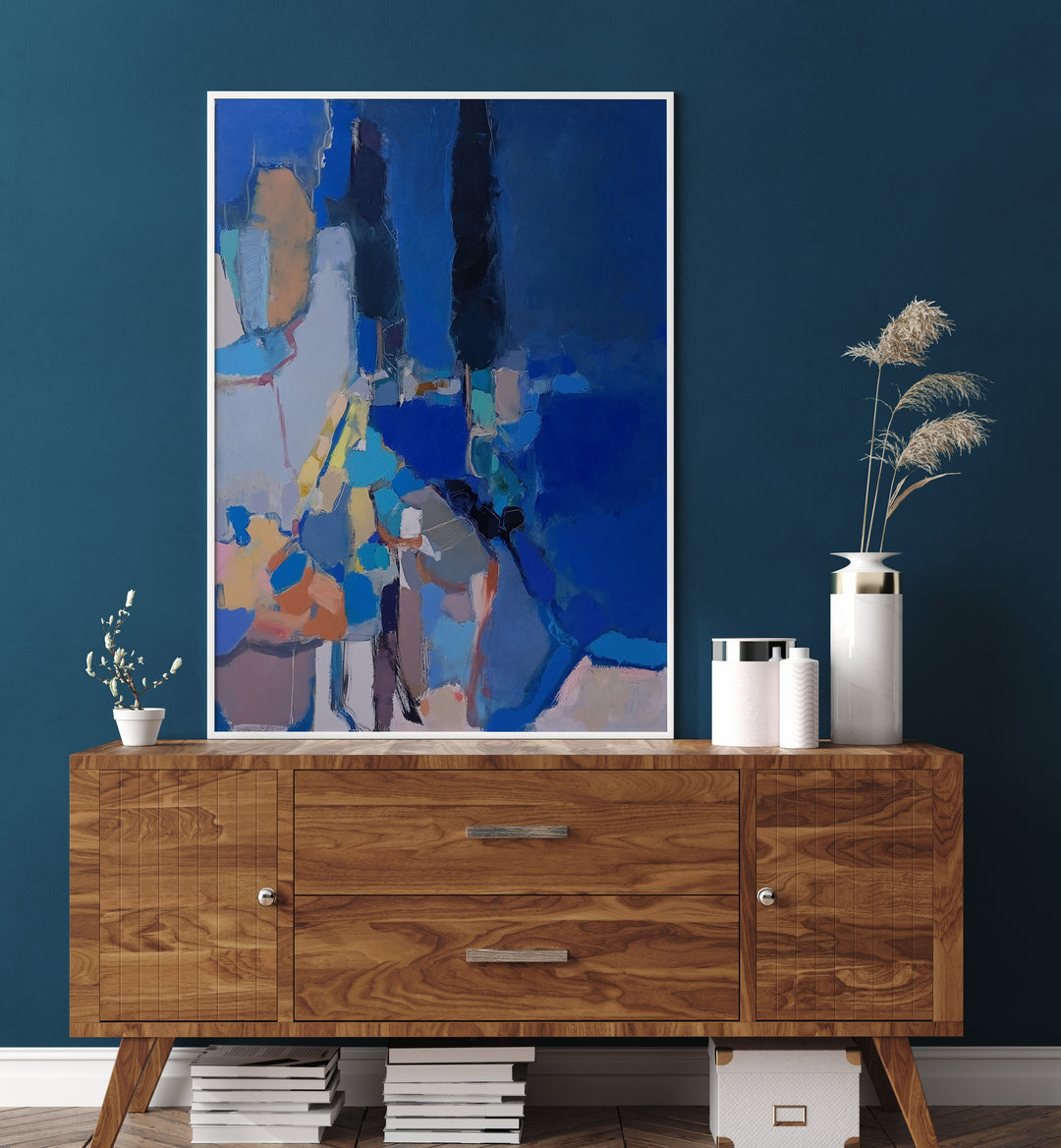 Vibrant BLUE BLUE DAY, ABSTRACT PAINTINGS add a touch of elegance to any space, perfect for modern home decor.