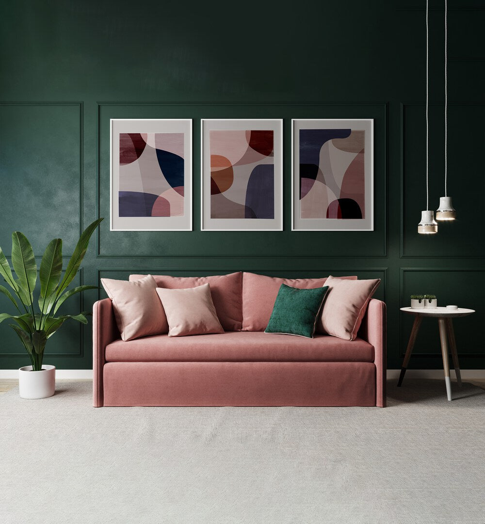 ABSTRACT HARMONY SET, SET OF 3 PAINTINGS
