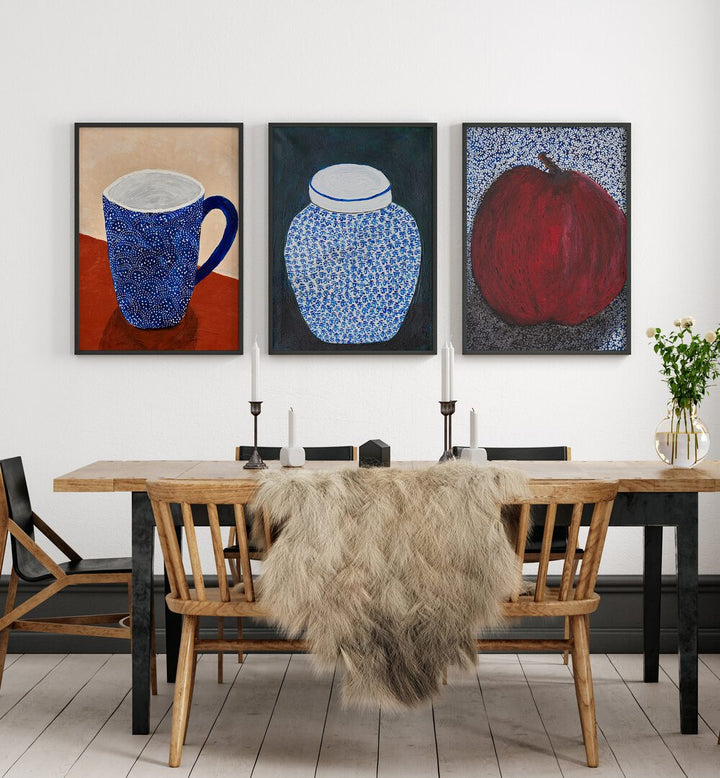 STILL LIFE ECHOES SET , SET OF 3 PAINTINGS