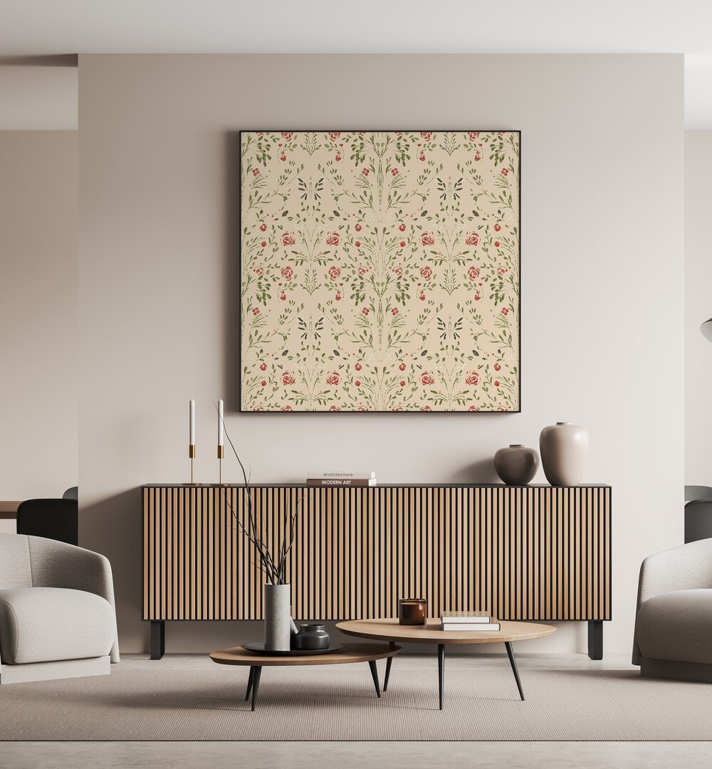 Stylish interior featuring APTITUDE II, FLORAL FLOWER PAINTINGS, enhancing any modern living space beautifully.