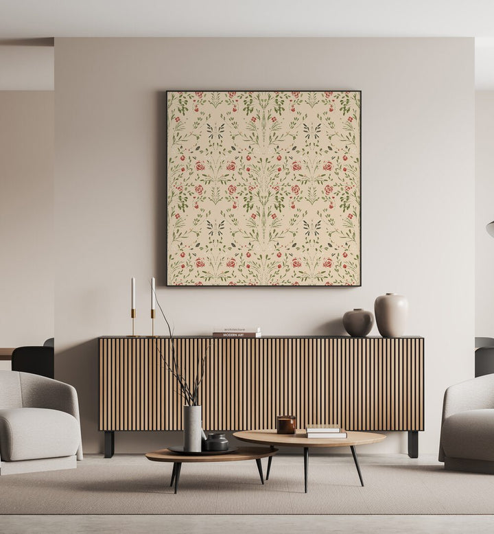 Stylish interior featuring APTITUDE II, FLORAL FLOWER PAINTINGS, enhancing any modern living space beautifully.