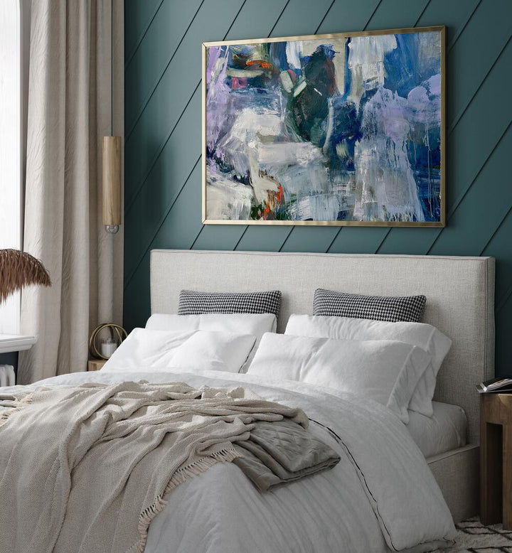 Vibrant BLOOM BLUE, ABSTRACT PAINTINGS enhance modern home décor, blending elegance and functionality seamlessly.