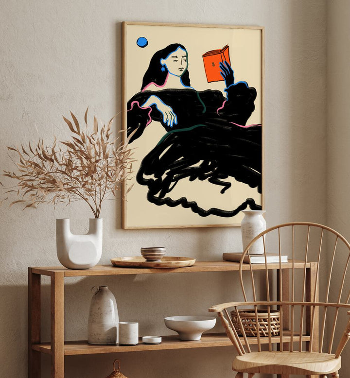 Stunning MIDNIGHT READING, PORTRAITS illustration, perfect for art lovers seeking enchanting decor.