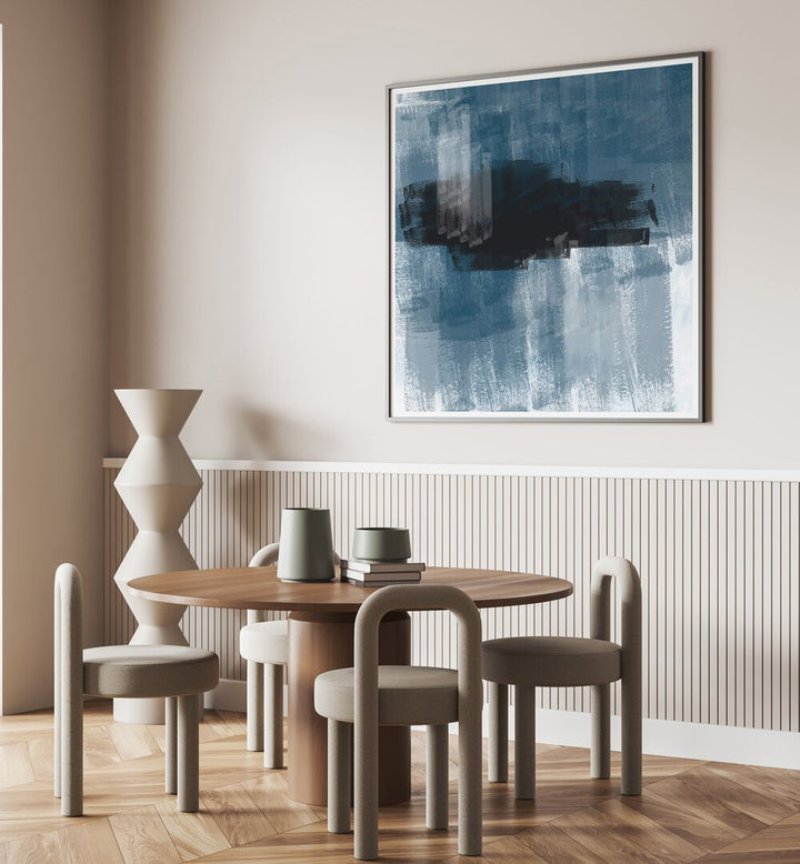 Elegant interior featuring ABSTRACT ART I, ABSTRACT PAINTINGS by The Miuus Studio, enhancing modern decor with sophistication.
