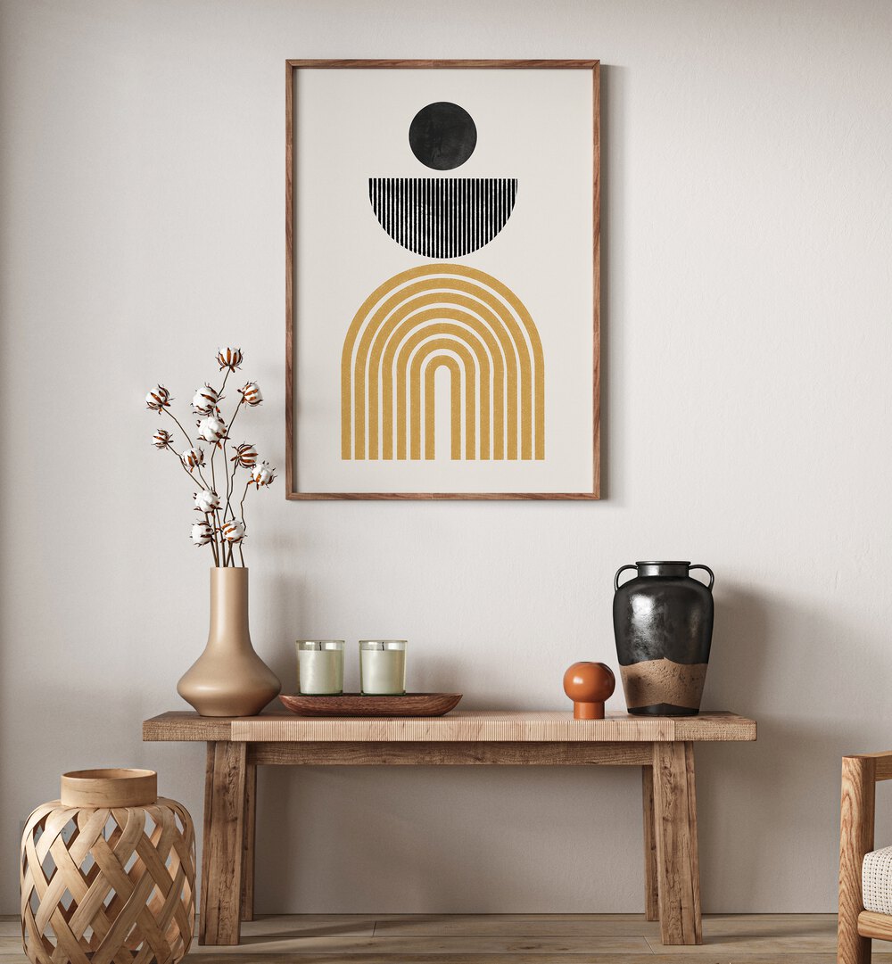 Transform your space with The Miuus Studio's MIDCENTURY COMPOSITION, BOHO ART PAINTINGS featuring elegant geometric design.