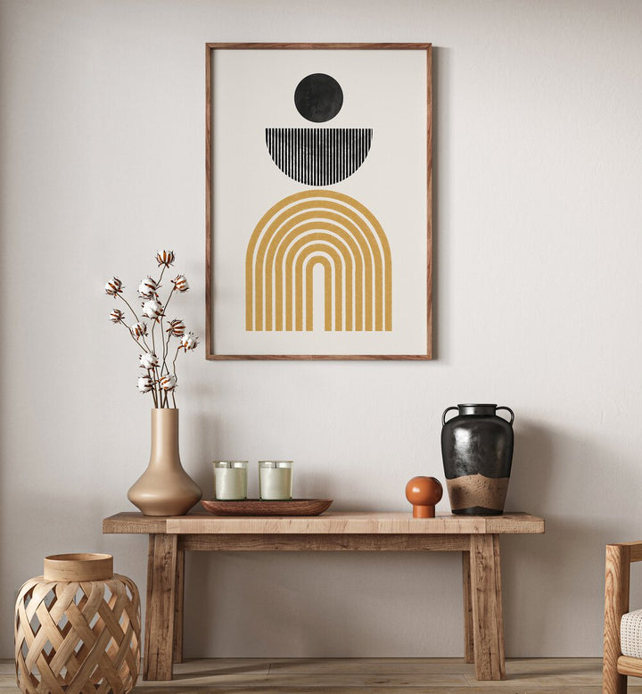 Transform your space with The Miuus Studio's MIDCENTURY COMPOSITION, BOHO ART PAINTINGS featuring elegant geometric design.