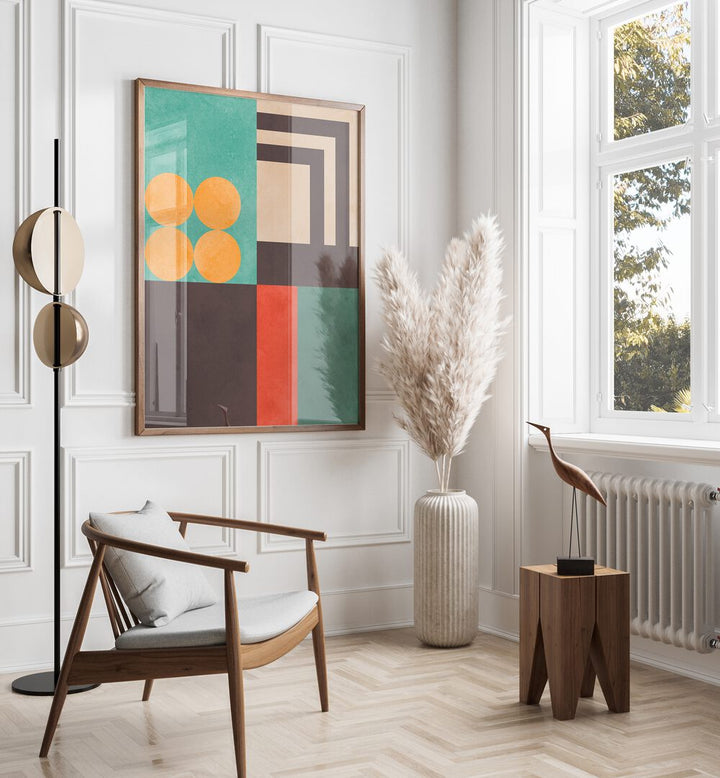 Vibrant COLORFUL COMPOSITION V, GEOMETRIC ART PRINTS enhances modern decor with bold colors and dynamic shapes.