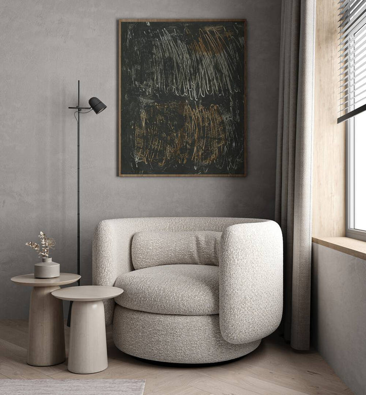 Stylish living room featuring LINES AND SCRIBBLE, ABSTRACT PAINTINGS, enhancing modern decor with vibrant art.